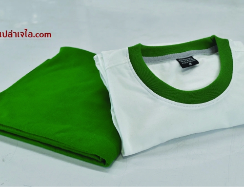 เสื้อยืดสีขาวกุ้นเขียว cotton100 ราคาถูก
